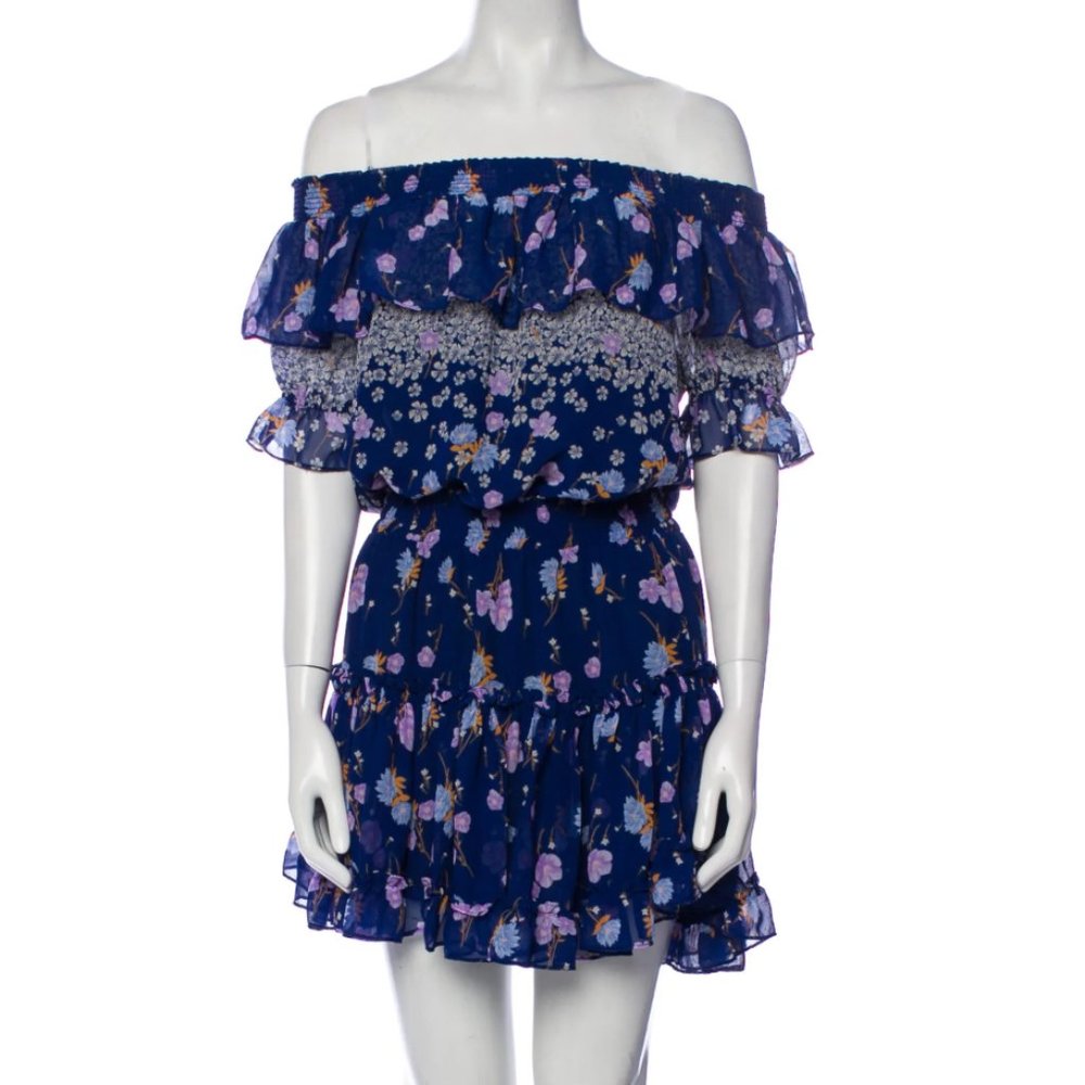 MISA LOS ANGELES Floral Print Mini Dress, Blue (XS)